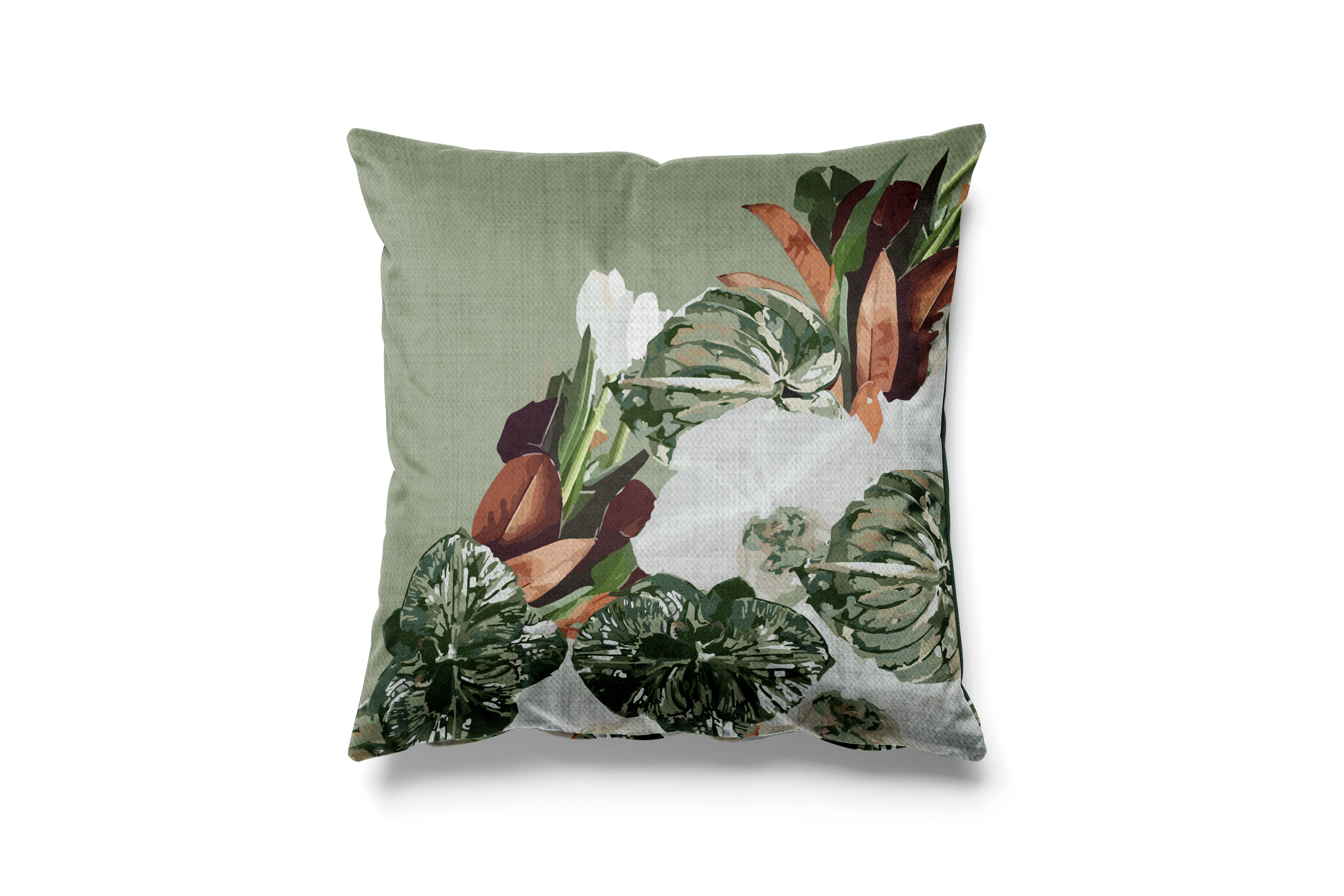 Pistachio Halves | Green and White Floral Cushion