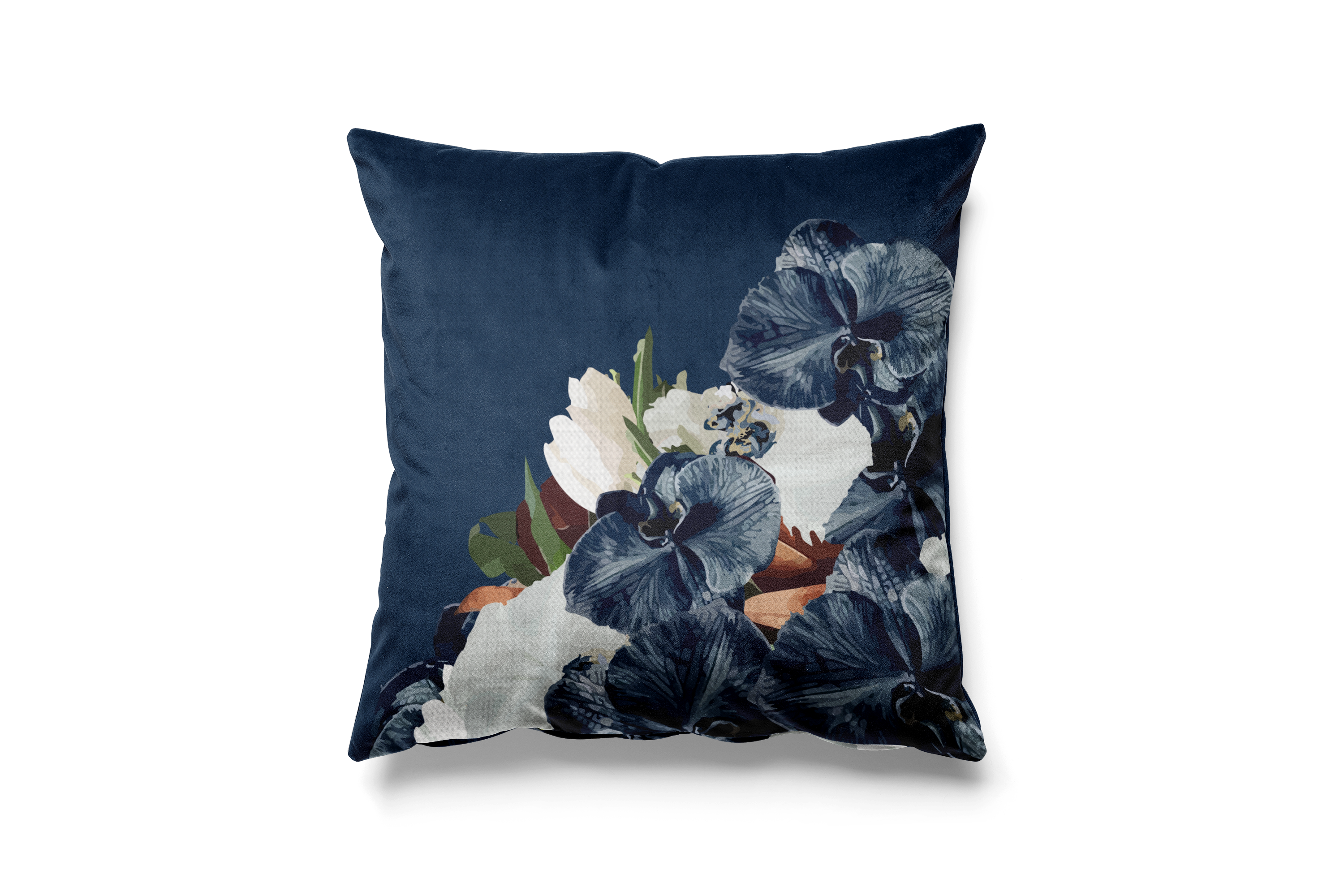 Slate Halves | Navy and White Floral Cushion