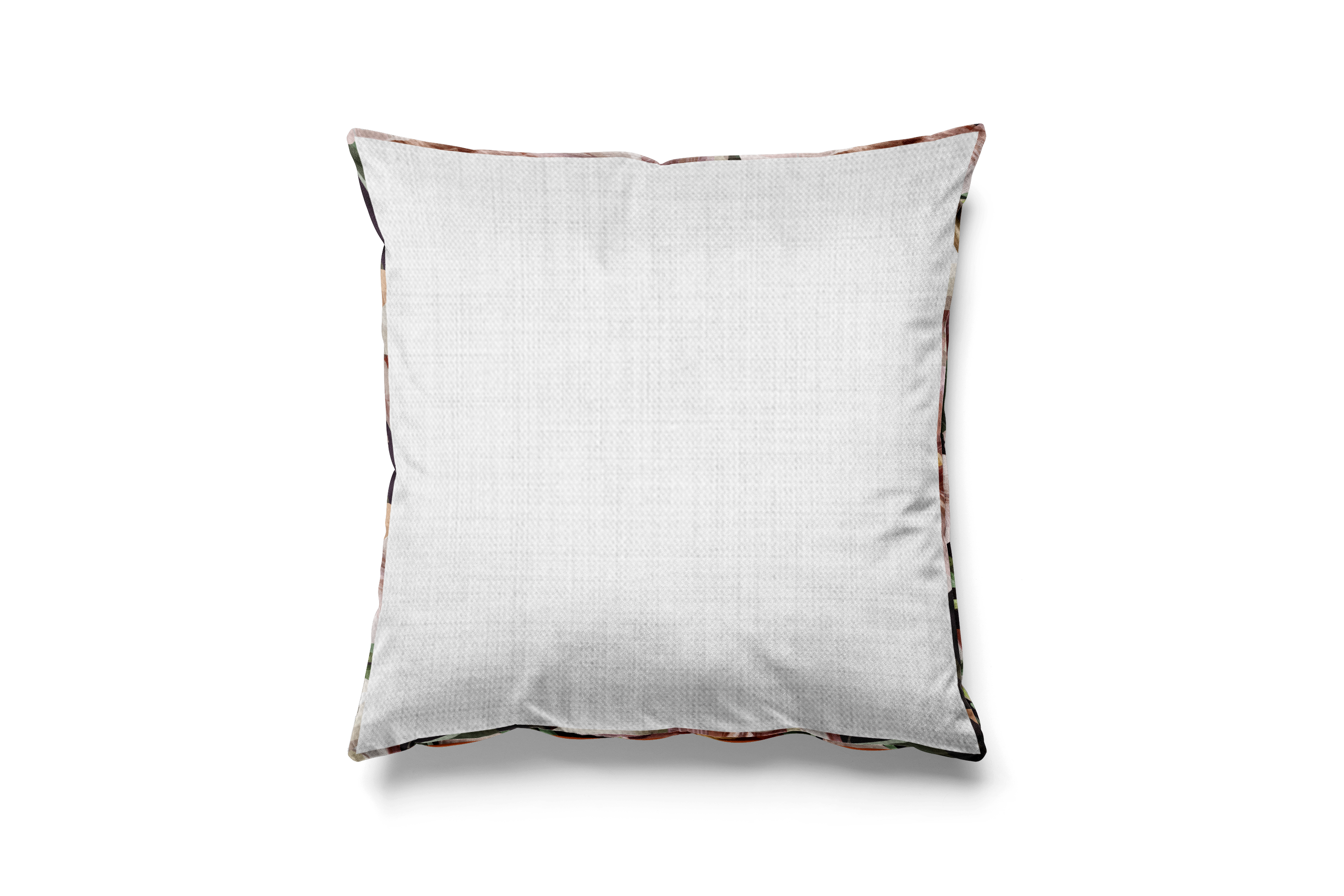 Cinnamon Piping | White Cushion with Burnt Orange Floral Piping