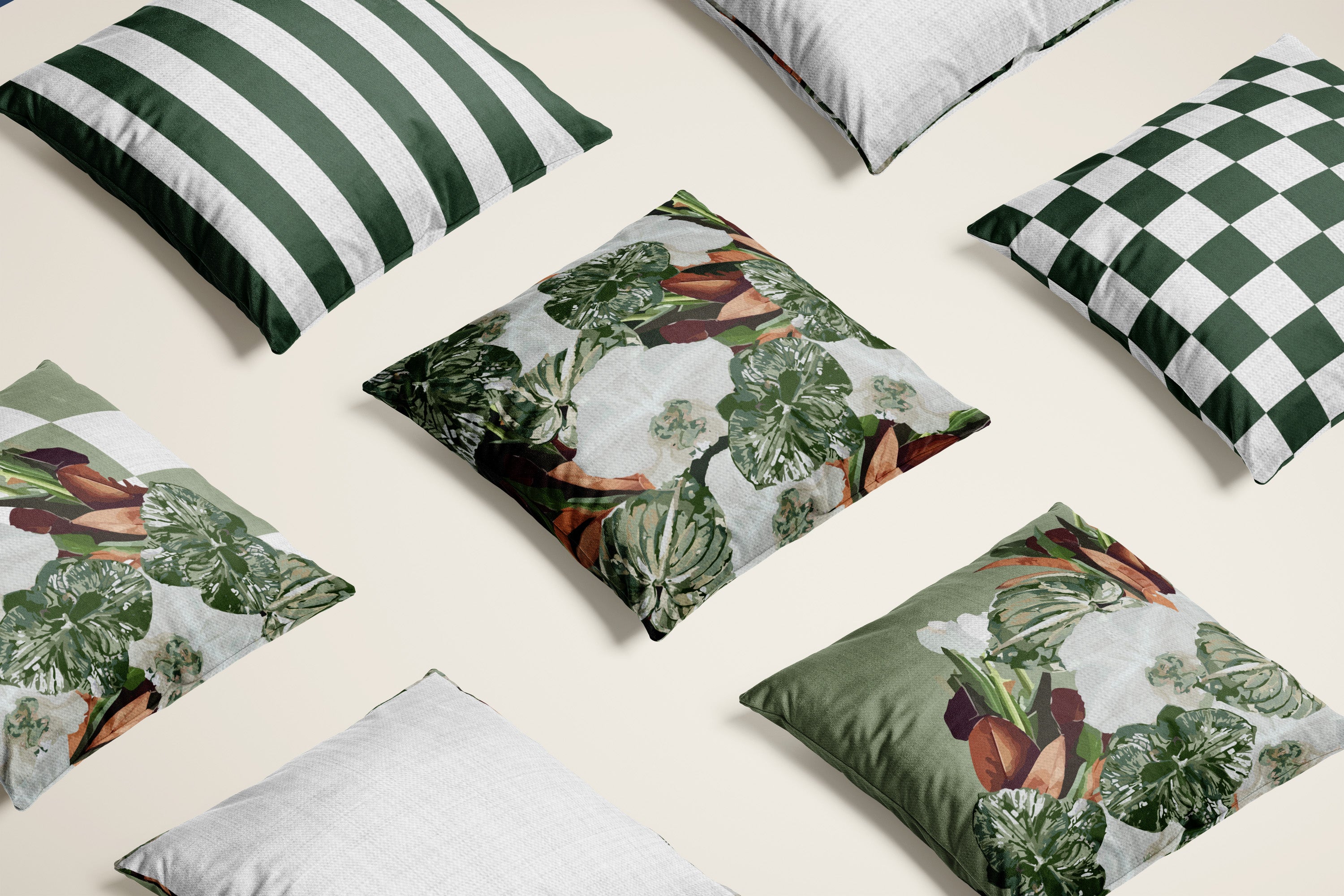 Green pistachio hued linen cushion collections designed by an interior designer to add colour and luxury to living rooms, bed rooms and all interiors