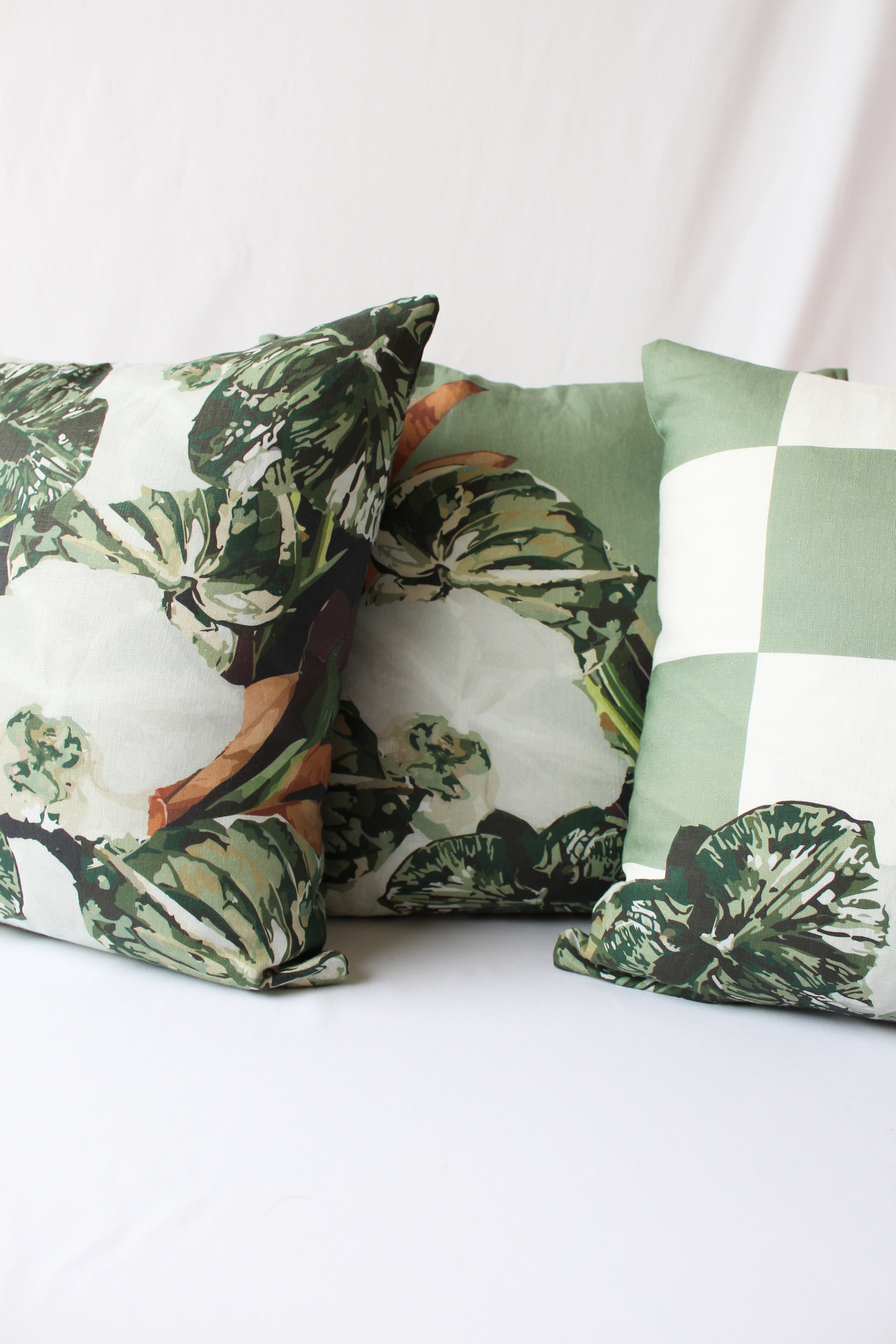 Pistachio Halves | Green and White Floral Cushion