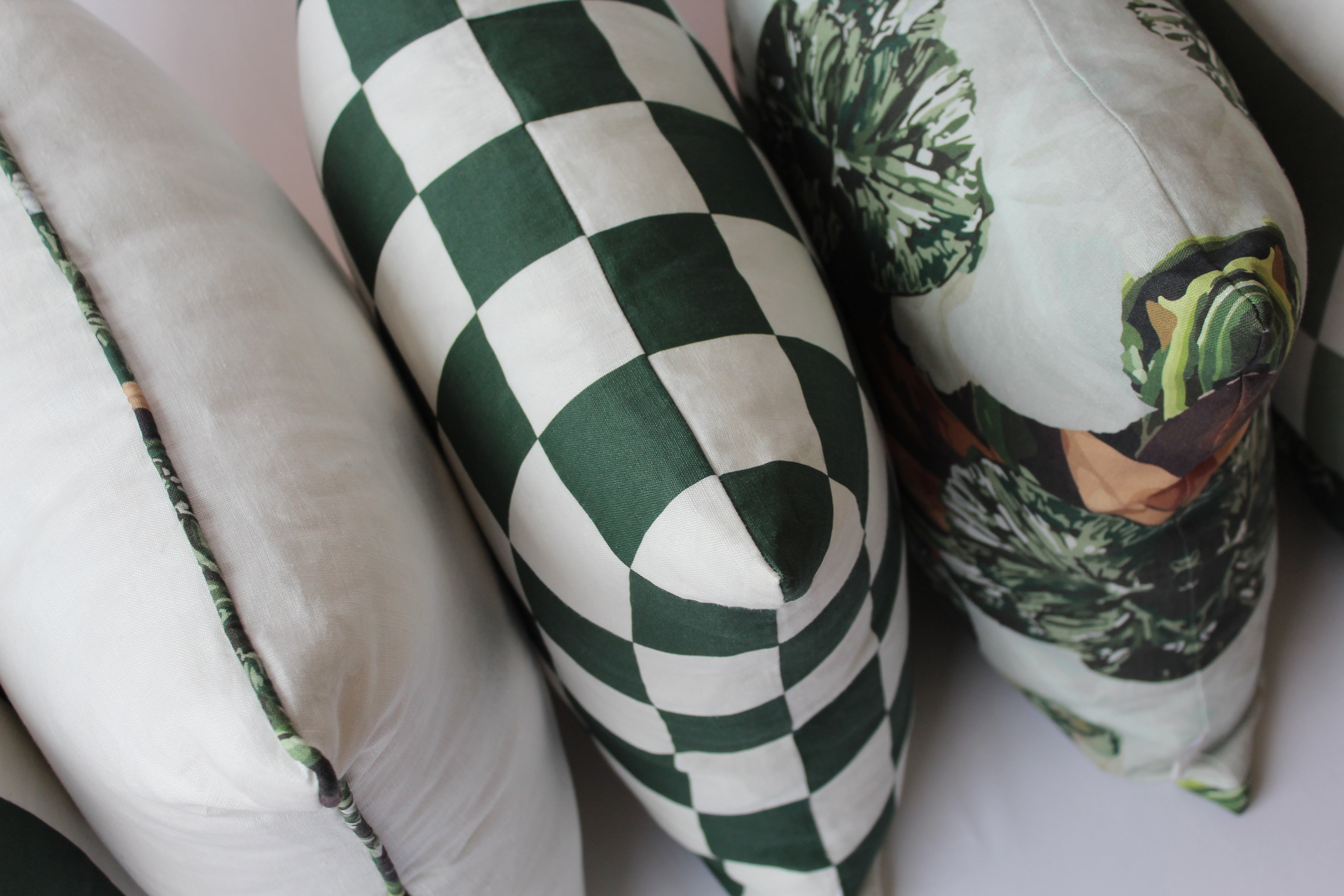 Pistachio Checks | Green and White Check Cushion