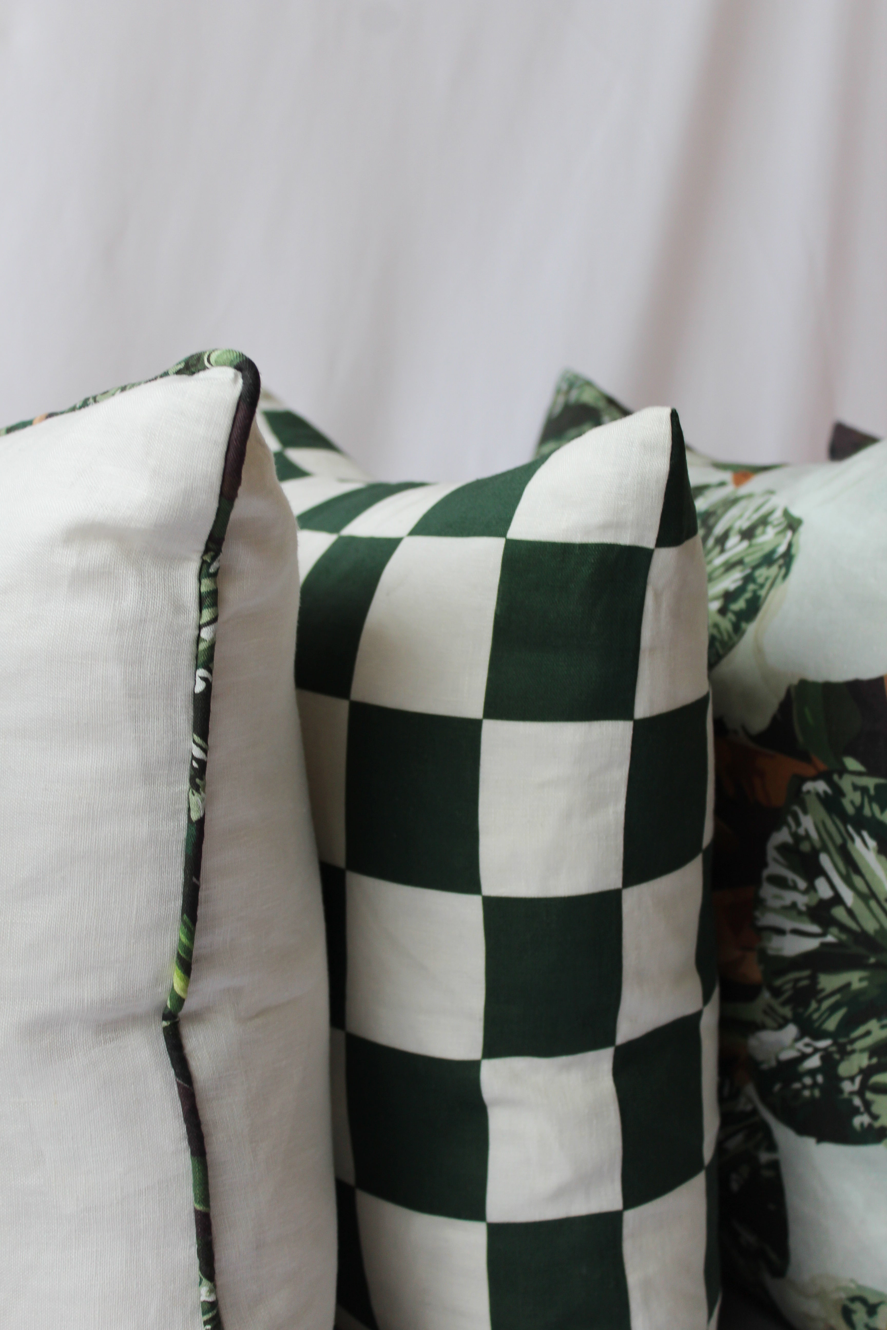 Pistachio Checks | Green and White Check Cushion