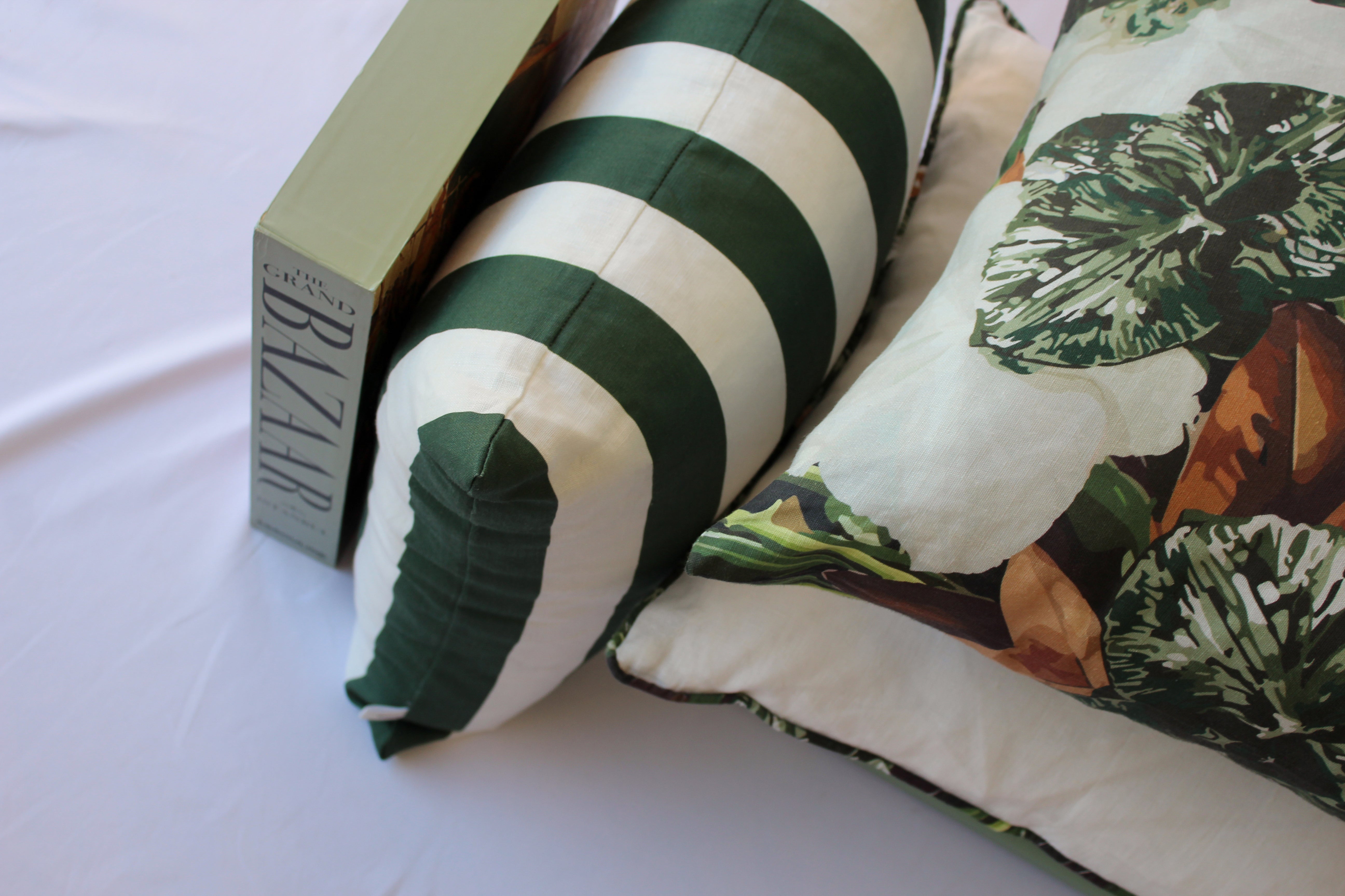 green floral cushions