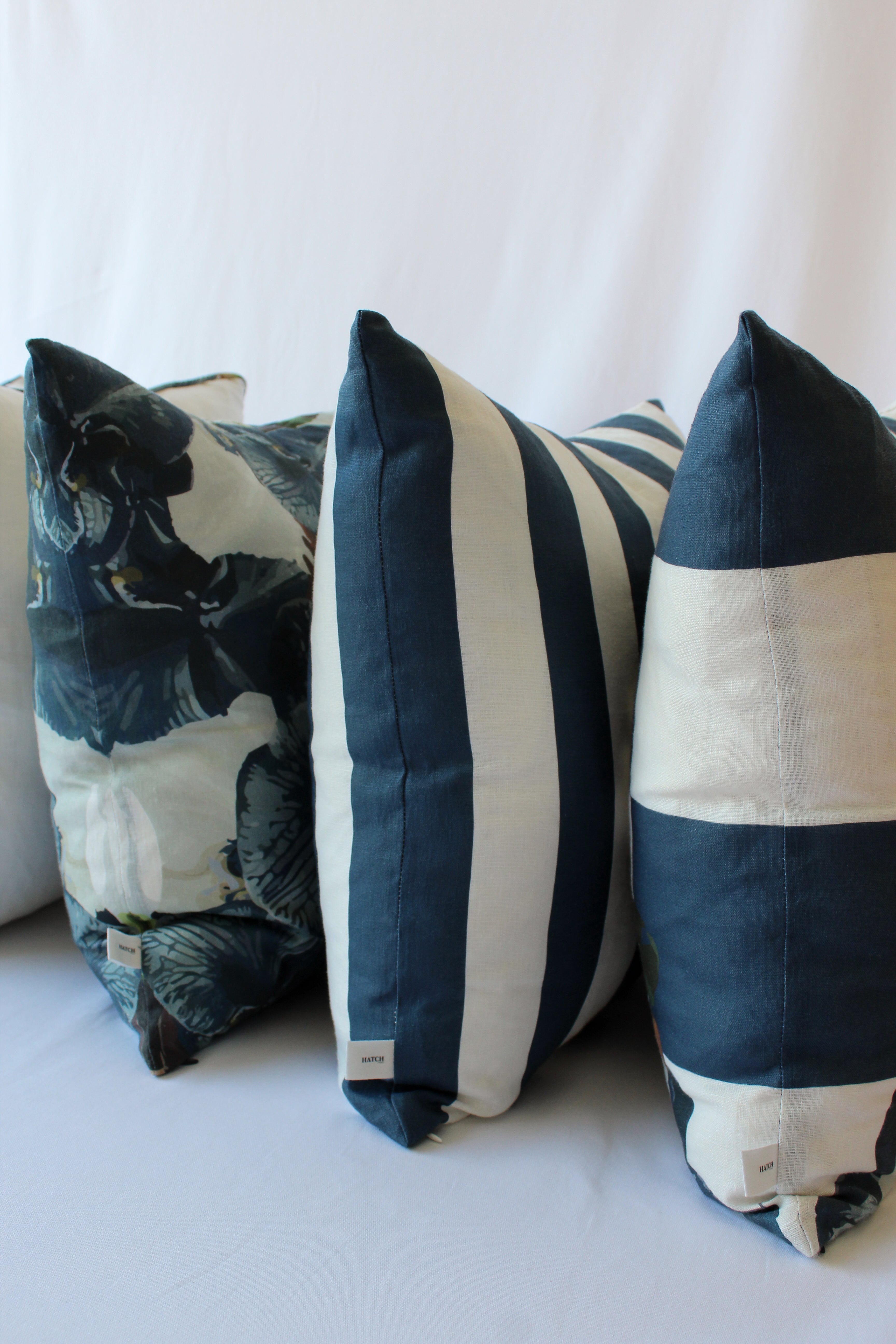 Navy slate linen cushions designed and curated to add luxury and colour to all living spaces