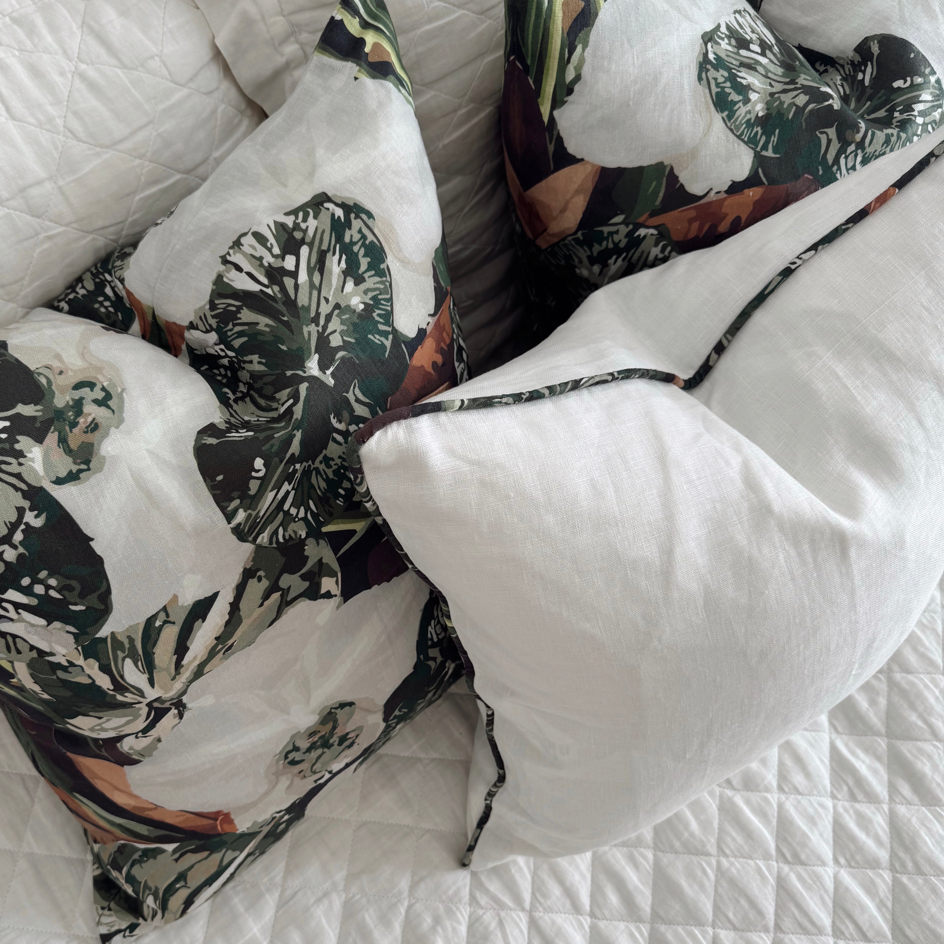 green floral cushions