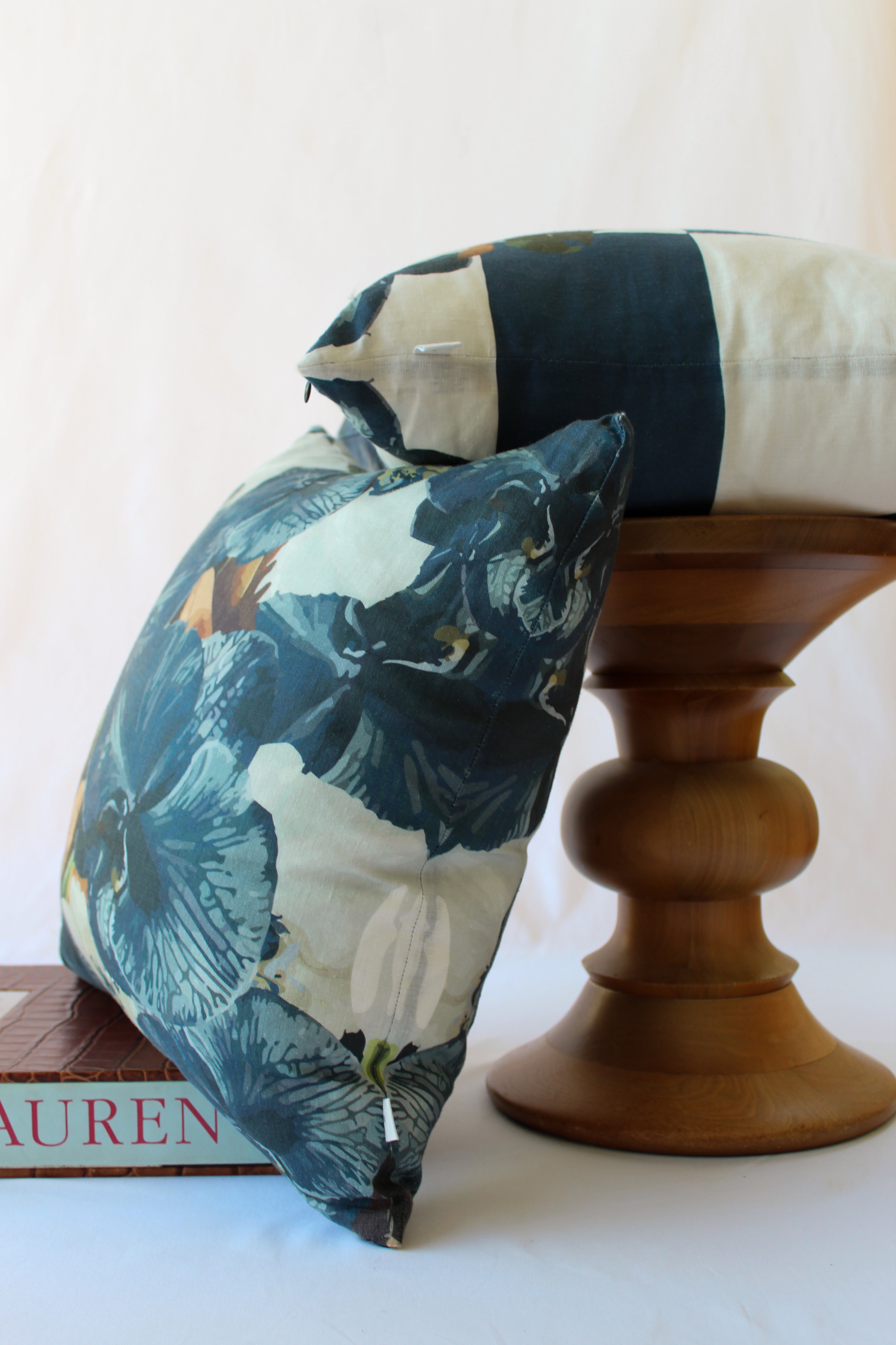 Navy hue slate linen cushion